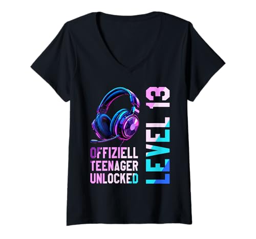 Damen 13. Geburtstag Junge Mädchen 13 2012 Level 13 Unlocked T-Shirt mit V-Ausschnitt Damen 13. Geburtstag Junge Mädchen 13 2012 Level 13 Unlocked T-Shirt mit V-Ausschnitt von Merchfun 13 Geburtstag Official Teenager