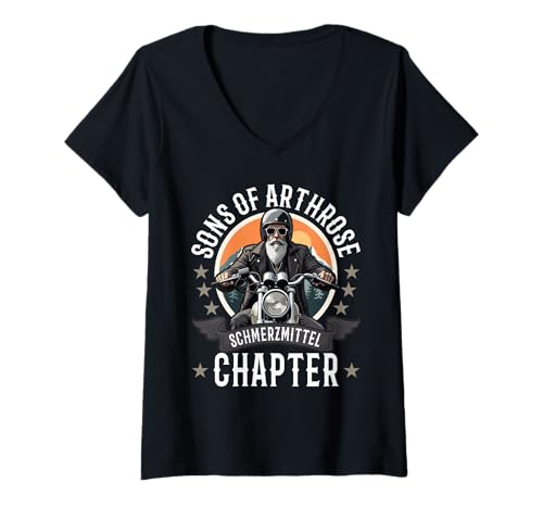 Damen Motorradfahrer Biker Sons of Arthrose Motorrad T-Shirt mit V-Ausschnitt Damen Motorradfahrer Biker Sons of Arthrose Motorrad T-Shirt mit V-Ausschnitt von Merchfun Biker Motorrad Motorradfahrer