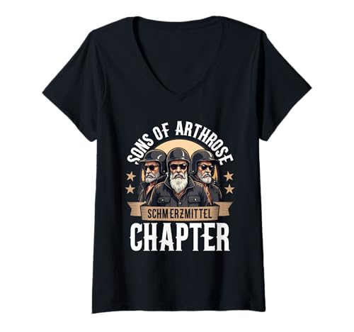 Damen Sons of Arthrose Motorradfahrer Biker Motorrad T-Shirt mit V-Ausschnitt von Merchfun Biker Motorrad Motorradfahrer