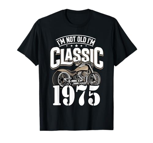 50. Geburtstag 1975 Motorradfahrer Motorrad Geschenke Männer T-Shirt von Merchfun Biker Motorradfahrer Geburtstagsgeschenke
