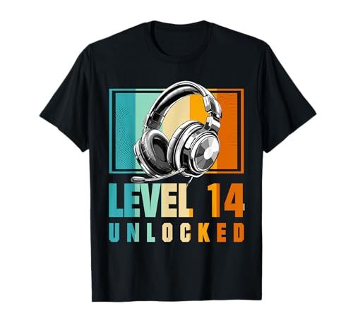 14. Geburtstag Junge Video Gamer Level 14 Unlocked Jungen T-Shirt von Merchfun Geburtstag Junge