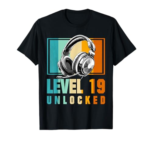 19. Geburtstag Junge Video Gamer Level 19 Unlocked Jungen T-Shirt von Merchfun Geburtstag Junge