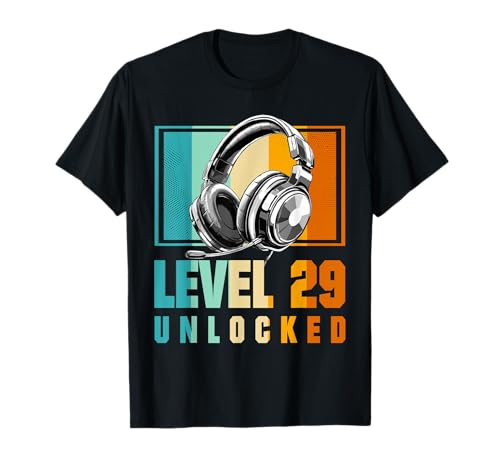 29. Geburtstag Junge Video Gamer Level 29 Unlocked Jungen T-Shirt von Merchfun Geburtstag Junge
