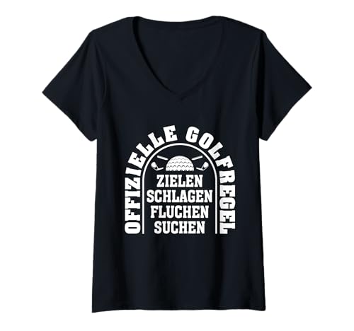 Damen Offizielle Golfregeln lustiges Golf T-Shirt mit V-Ausschnitt von Merchfun Golf Golfer Golfspieler