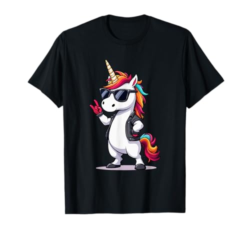 Retro Einhorn Rock Musik Kinder Frauen Lustiges Einhorn T-Shirt von Merchfun Heavy Metal Einhorn Outfit