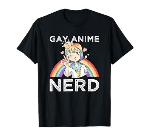 LGBTQ Regenbogen Schwul Anime Nerd Kawaii Neko Mädchen Stolz Otaku T-Shirt von Merchling LGBTQ