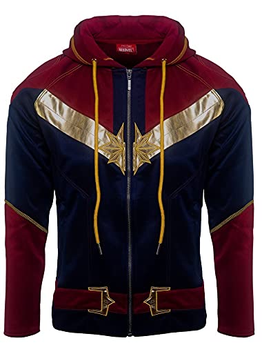 Captain Marvel Hoodie für Damen, Rot, Blau, Gold, 38 von Merchoid