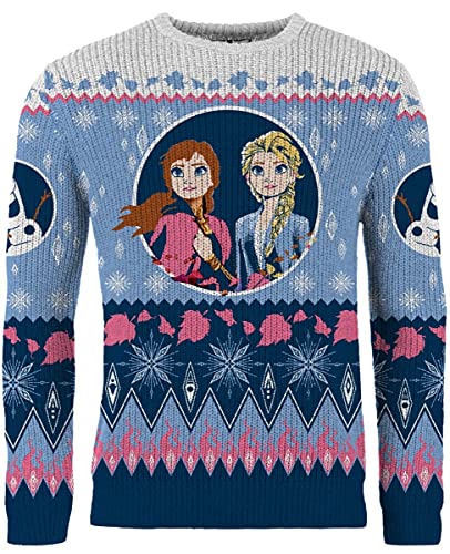 Frozen-Weihnachtspullover Unisex für Damen oder Herren - Ugly Sweater Disney Geschenk Gr. S, Mehrfarbig von Merchoid