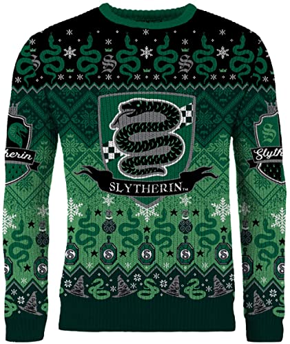 Harry Potter Slytherin Weihnachtspullover für Damen und Herren Geschenk, Mehrfarbig, S von Merchoid