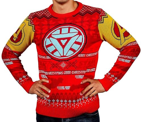 Iron Man Weihnachtspullover für Damen und Herren Marvel Geschenk, Mehrfarbig, X-Large von Merchoid