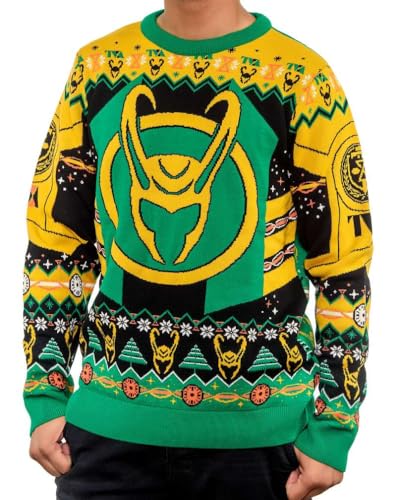 Loki Ugly Christmas Sweater Geschenk für Männer und Frauen Marvel Avengers, Mehrfarbig, 3X-Groß von Merchoid