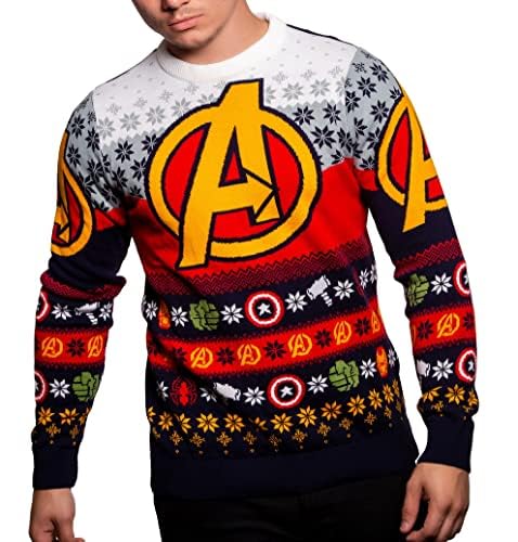 Marvel Avengers Weihnachtspullover für Damen und Herren, Geschenk, Mehrfarbig, Medium von Merchoid