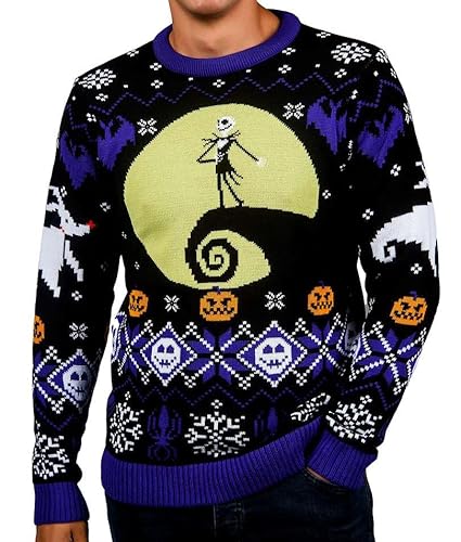 Merchoid Nightmare Before Christmas Weihnachtspullover für Frauen - Ugly Sweater Geschenk Gr. S, Mehrfarbig von Merchoid