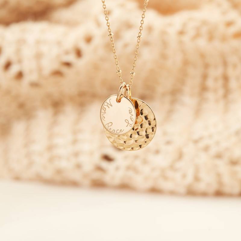 Personalisierte Gehämmerte Münz Duo Halskette - Merci Maman Hand Gravierte Mit Kindernamen Geschenk Für Frau Oder Mutter von MerciMamanGifts