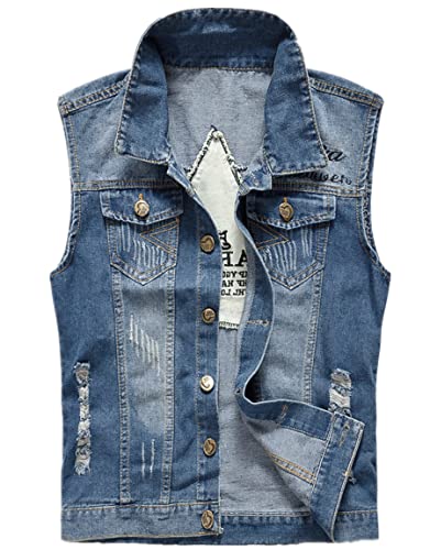 MERCIY Herren Beiläufiger Denim Weste Jacke Klassische ärmel Dünne Jacken von MERCIY