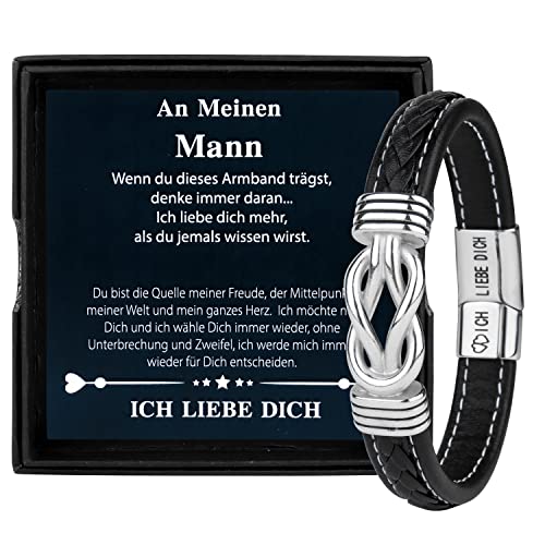 Merclix Ich Liebe Dich Geschenke für Männer lederarmband Herren Ehemann Weihnachten für Freund Jahrestag, Ihn Hochzeitstag zum Valentinstag von Merclix