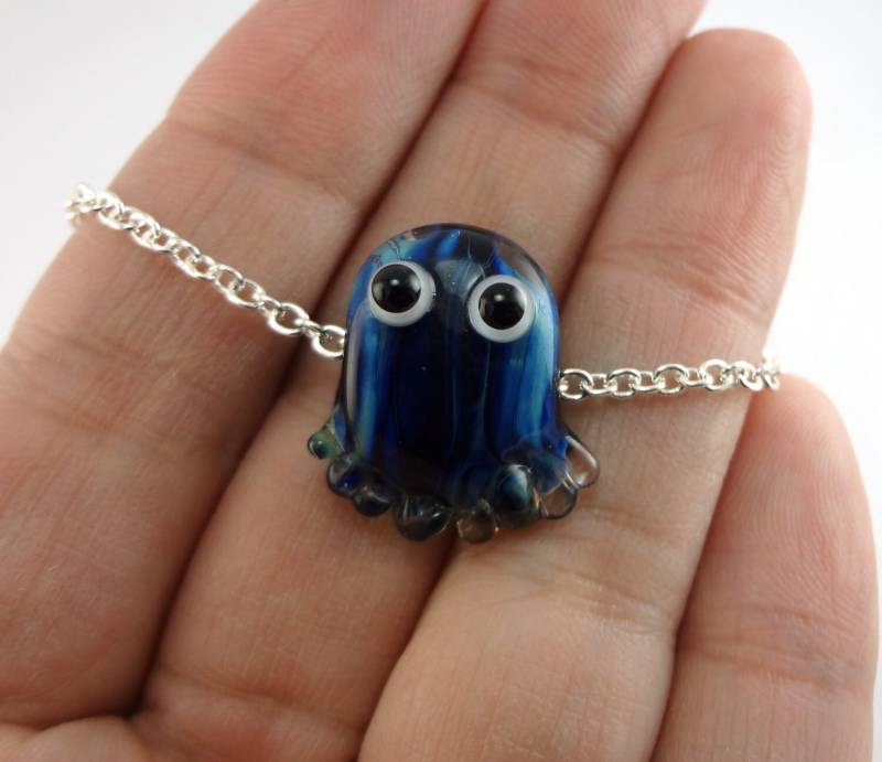 Blaue Qualle Handgewickelt Glas Halskette Blaue Qualle Handgewickelt Glas Halskette von MercuryGlass