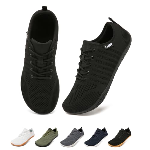 Merdoo Barfußschuhe Damen Herren Barfussschuhe Breite Barfuss Schuhe Barfuß Sneaker Barefoot Shoes Fitnessschuhe Walkingschuhe Bequeme Leicht Atmungsaktiv Schwarz 38 von Merdoo