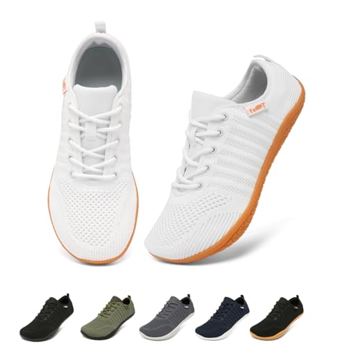 Merdoo Barfußschuhe Damen Herren Barfussschuhe Breite Barfuss Schuhe Barfuß Sneaker Barefoot Shoes Fitnessschuhe Walkingschuhe Bequeme Leicht Atmungsaktiv Weiß 39 von Merdoo