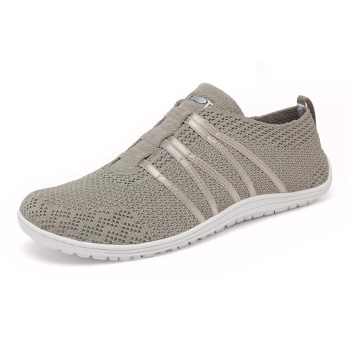 Merdoo Barfußschuhe Damen Herren Leicht Barfuss Schuhe Damen Slip On Sneakers Weich Barefoot Shoes Men Bequeme Sportschuhe Rutschfest Gymnastikschuhe Atmungsaktiv Sommerschuhe Barfussschuhe Beige 41EU von Merdoo