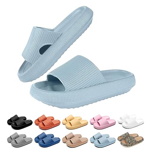 Merdoo Cozislides Original Damen Hausschuhe Herren Rutschfeste Schnell Trocknende Badelatschen Dicke Sohle Badeschlappen Weich Wolkenschuhe Leichte Cloud Slippers Cozy Slides Unisex Himmelblau 36-37EU von Merdoo