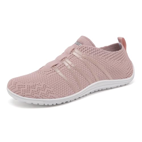 Merdoo Barfußschuhe Damen Herren Leicht Barfuss Schuhe Damen Slip On Sneakers Weich Barefoot Shoes Men Bequeme Sportschuhe rutschfest Gymnastikschuhe Atmungsaktiv Sommerschuhe Barfussschuhe Rosa 40EU von Merdoo