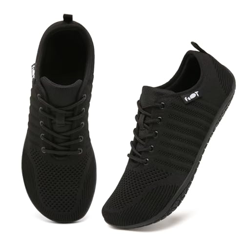 Merdoo Winter Barfußschuhe Damen Herren Barfuß Sneaker Minimalistische Winterschuhe Warm Gefüttert Barefoot Shoes mit Breite Zehenbox Zero-Drop Solhe Schwarz 41 von Merdoo
