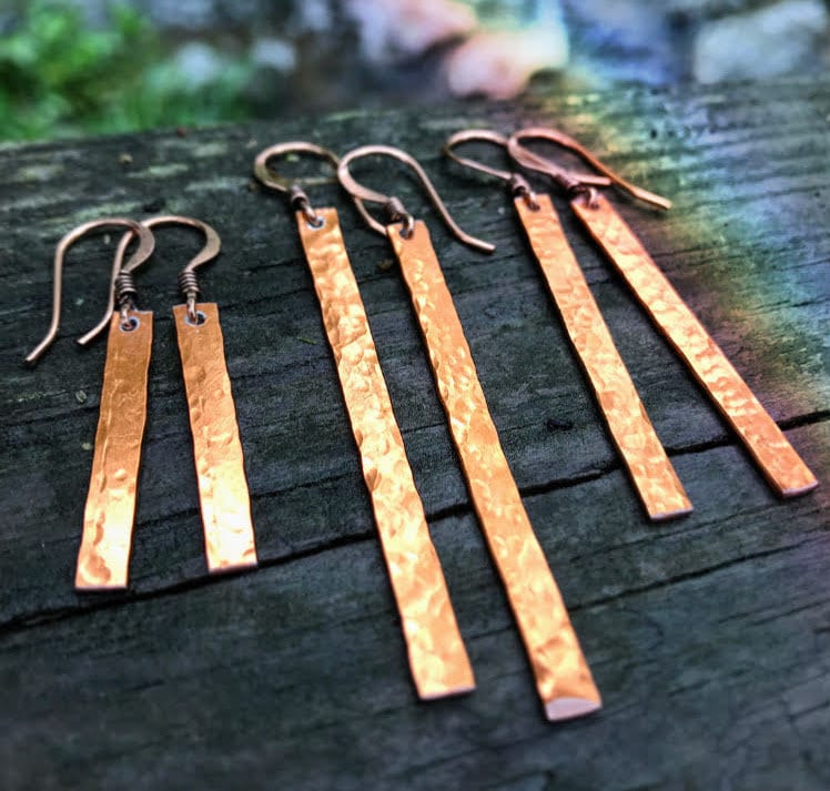 Kupfer Gehämmert Bars. Ohrringe Kupfer Gehämmert Bars. Ohrringe von MerelaniDesigns