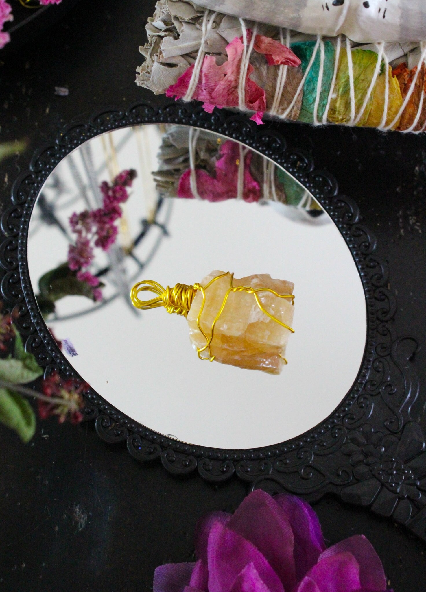 Gelber Calcit Gold Schlüsselanhänger Gelber Calcit Gold Schlüsselanhänger von MeresArtShop