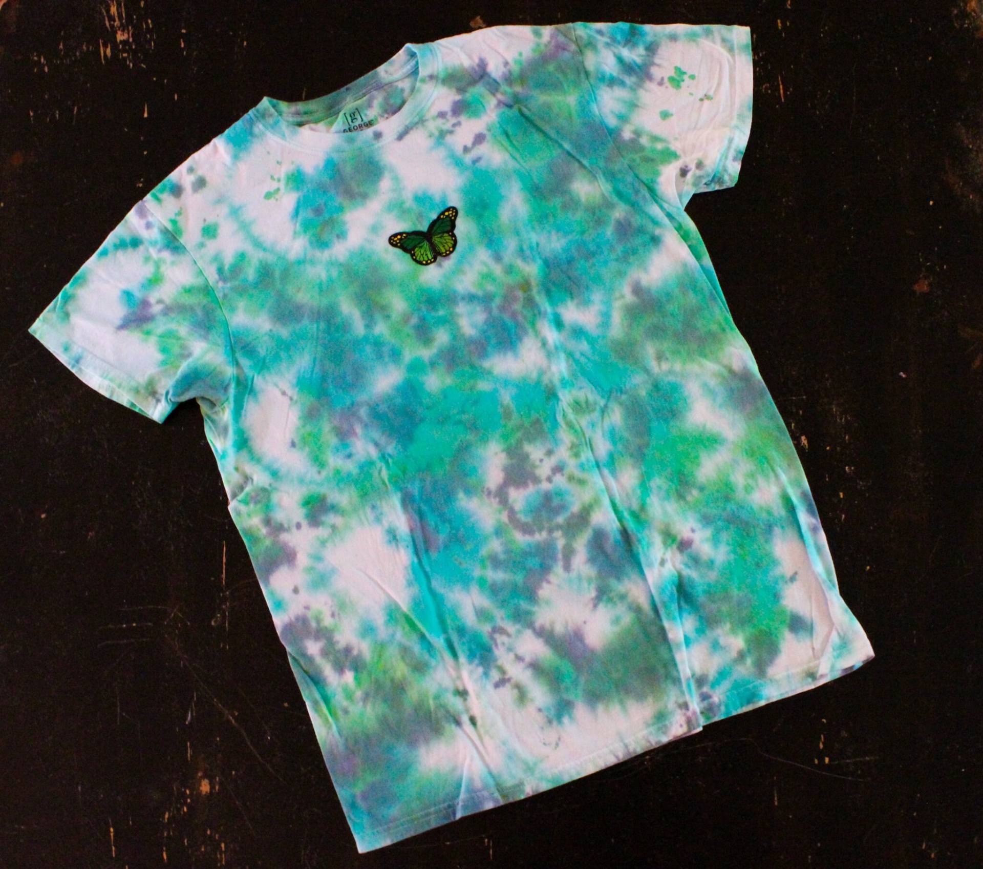 Grün & Blau Tie Dye Schmetterling Shirt Groß Grün & Blau Tie Dye Schmetterling Shirt Groß von MeresArtShop
