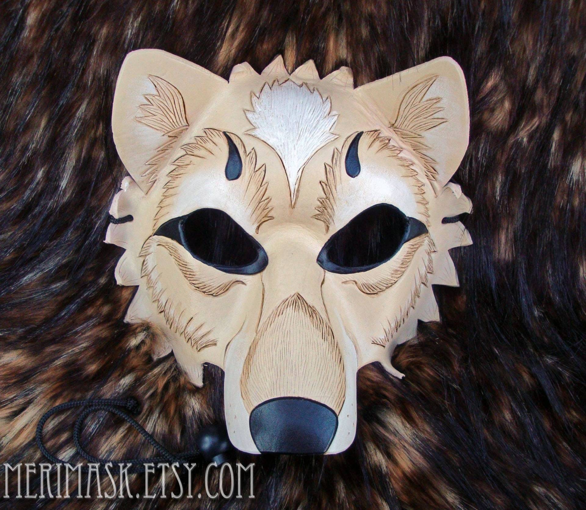 Hand Geschnitzte Leder Wolf Maske Weiß Maskerade Kostüm Halloween Auf Bestellung Gefertigt Hand Geschnitzte Leder Wolf Maske Weiß Maskerade Kostüm Halloween Auf Bestellung Gefertigt von Merimask