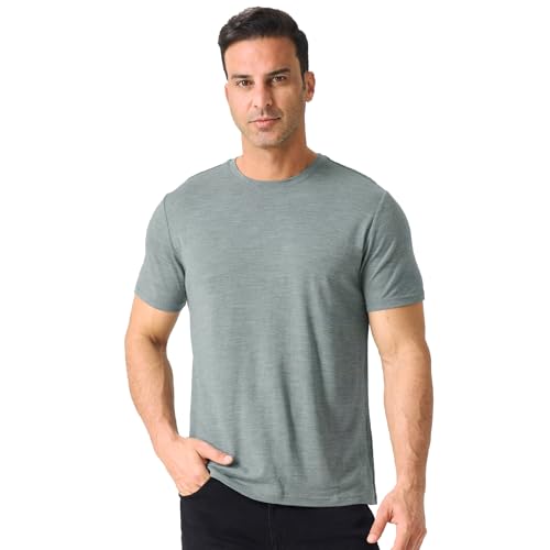 Merino Protect 100% Merino Shirt Herren Kurzarm Geruchsresistent Merinowolle Unterwäsche Leicht Wandern Reisen T-Shirt Weich Unterhemd von Merino Protect