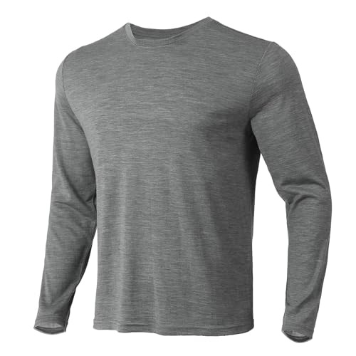 Merino Protect 100% Merino Unterwäsche Herren Weiche Langarmshirts Geruchsresistent Merinowolle Unterhemd zum Jagen Wandern von Merino Protect