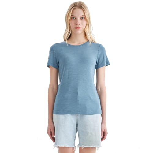 Merino Protect 100% Merino Wolle Shirt Damen Kurzarm Rundhals Wolle Unterhemd Geruchsresistenz Funktionsunterwäsche Reisen Wandern Merinowolle Unterwäsche von Merino Protect