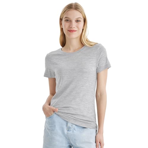 Merino Protect 100% Merino Wolle Shirt Damen Kurzarm Rundhals Wolle Unterhemd Geruchsresistenz Funktionsunterwäsche Reisen Wandern Merinowolle Unterwäsche von Merino Protect