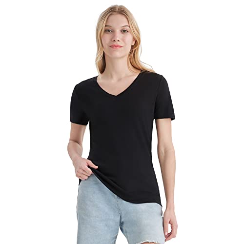 Merino Protect 100% Merino Wolle V-Ausschnitt Shirt Damen Kurzarm Wolle Unterhemd Geruchsresistenz Funktionsunterwäsche Reisen Wandern Merinowolle Unterwäsche von Merino Protect