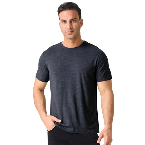 Merino Protect 100% Merino Shirt Herren Kurzarm Geruchsresistent Merinowolle Unterwäsche Leicht Wandern Reisen T-Shirt Weich Unterhemd von Merino Protect