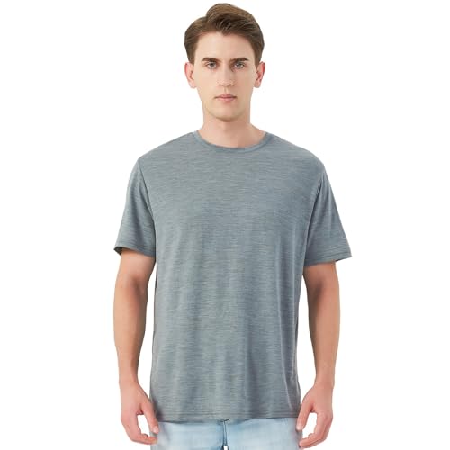 Merino Protect 100% Merino Shirt Herren Kurzarm Geruchsresistent Wolle Funktionsunterwäsche Leicht Wandern Reisen T-Shirt Weich Merinowolle Unterhemd von Merino Protect