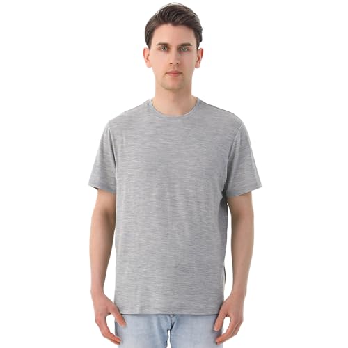 Merino Protect 100% Merino Shirt Herren Kurzarm Geruchsresistent Wolle Funktionsunterwäsche Leicht Wandern Reisen T-Shirt Weich Merinowolle Unterhemd von Merino Protect