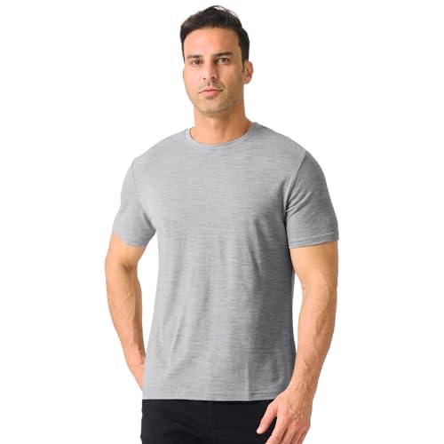 Merino Protect 100% Merino Shirt Herren Kurzarm Geruchsresistent Merinowolle Unterwäsche Leicht Wandern Reisen T-Shirt Weich Unterhemd von Merino Protect
