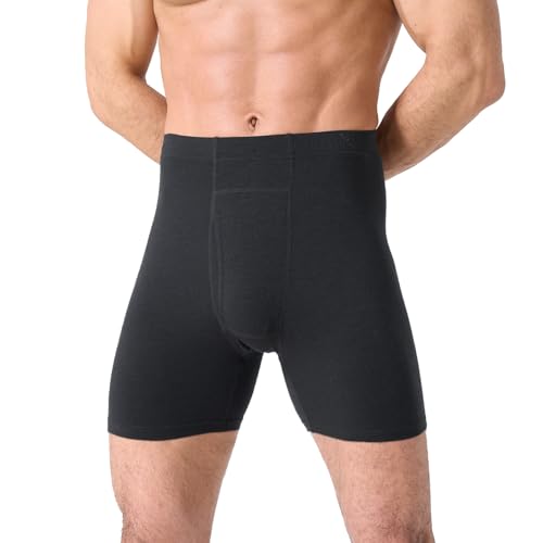Merino Protect Herren Merino Unterwäsche mit Fly Geruchshemmend Atmungsaktive Boxer Shorts für Lange Reisen und Wanderungen von Merino Protect