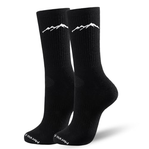 Merino Protect Merino Socken Damen Anti Schweiß Wandersocken Atmungsaktive Laufsocken Sportsocken Mädchen Schwarz (1 Paar) von Merino Protect