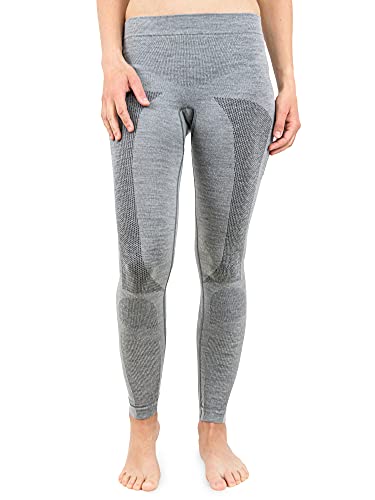 Merino & More Merino Unterhose Damen - Funktionsunterwäsche Merinowolle - Premium Funktions Skiunterhose lang - hellgrau Gr. S von Merino & More