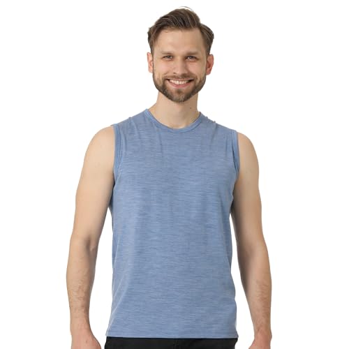 Merino Unterhemd Tank Top Herren Ärmelloses Shirt Herren Merino Unterwäsche Männer Unterhemden (Small, Deep Blue Tank) von Merino.tech