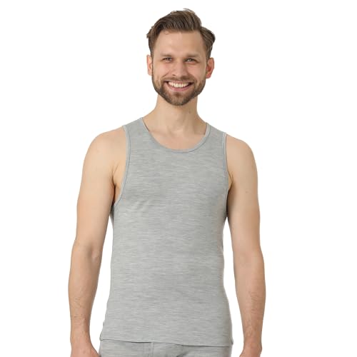 Merino Unterhemd Tank Top Herren Ärmelloses Shirt Herren Merino Unterwäsche Männer Unterhemden (Small, Heather Grey A-Shirt Tank) von Merino.tech