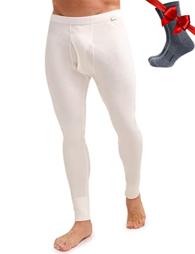Merino Unterwäsche Herren - Lange Unterhosen Herren Merino Thermounterwäsche + Wollsocken(X-Large, 250 Natural Merinos) von Merino.tech