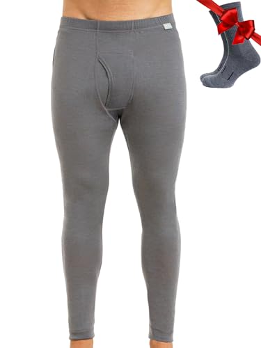 Merino Unterwäsche Herren - Lange Unterhosen Herren Merino Thermounterwäsche + Wollsocken (XX-Large, 165 Perfect Grey) von Merino.tech