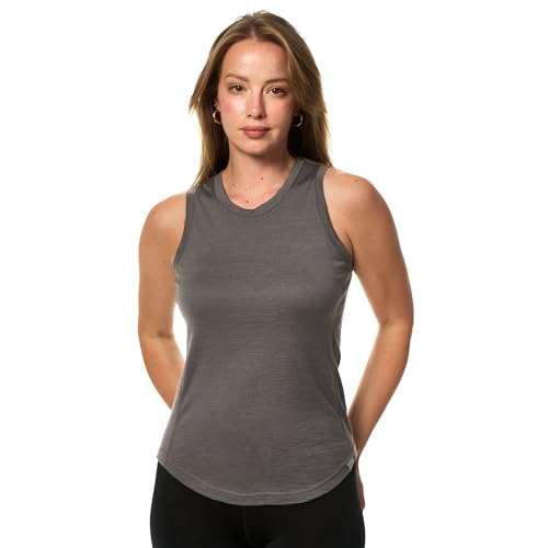 Merino.tech 100% Merino Unterwäsche Damen, Merino Unterhemd Damen, Thermo Sport Top Trägertop Tank Top aus Merinowolle (X-Large, Perfect Grey Tank) von Merino.tech