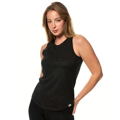 Merino.tech 100% Merino Unterwäsche Damen, Merino Unterhemd Damen, Thermo Sport Top Trägertop Tank Top aus Merinowolle (X-Large, Charcoal Tank) von Merino.tech