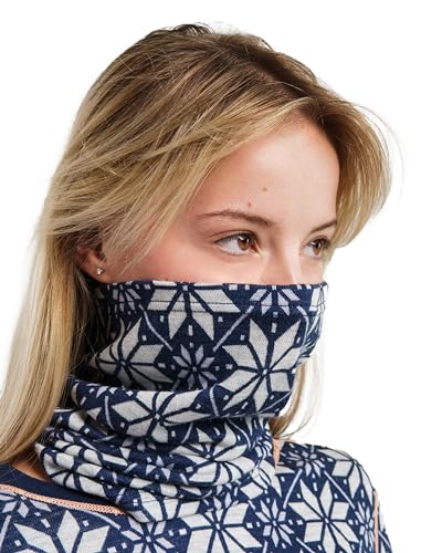 Merino.tech Halswärmer aus Merinowolle, Gesichtsmaske, Halswärmer für Damen und Herren, 250 Snowflake Navy von Merino.tech